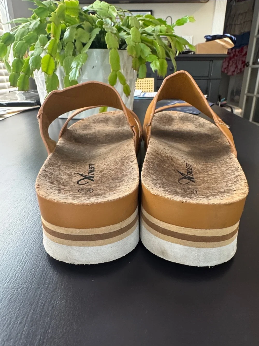 Athlefit dual strap platform slide sandals-size 8.5